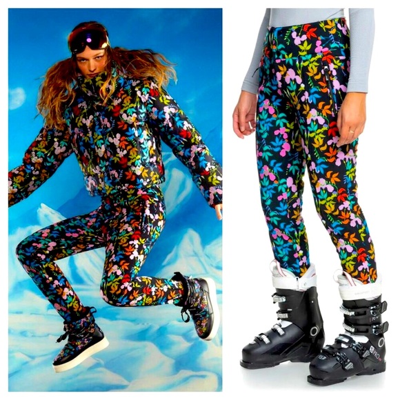 NWT XL ROWLEY X ROXY Fuseau Technical Snow Ski Pants Black MultiFloral - Picture 3 of 16